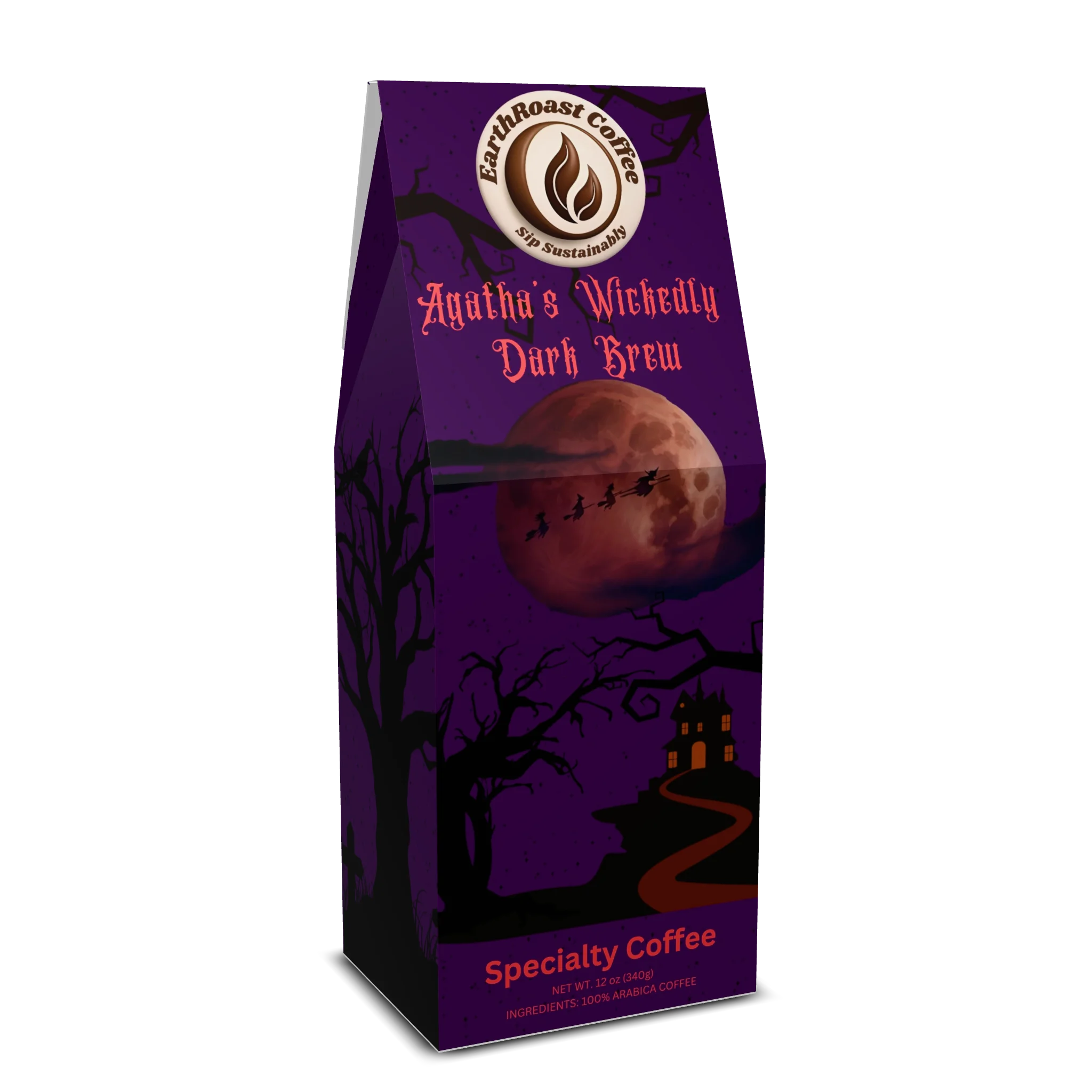 Agatha's Wickedly Dark Brew - dark roast coffee box by EarthRoast Coffee